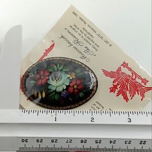 RUSSIAN LACQUER BROOCH, VINTAGE,